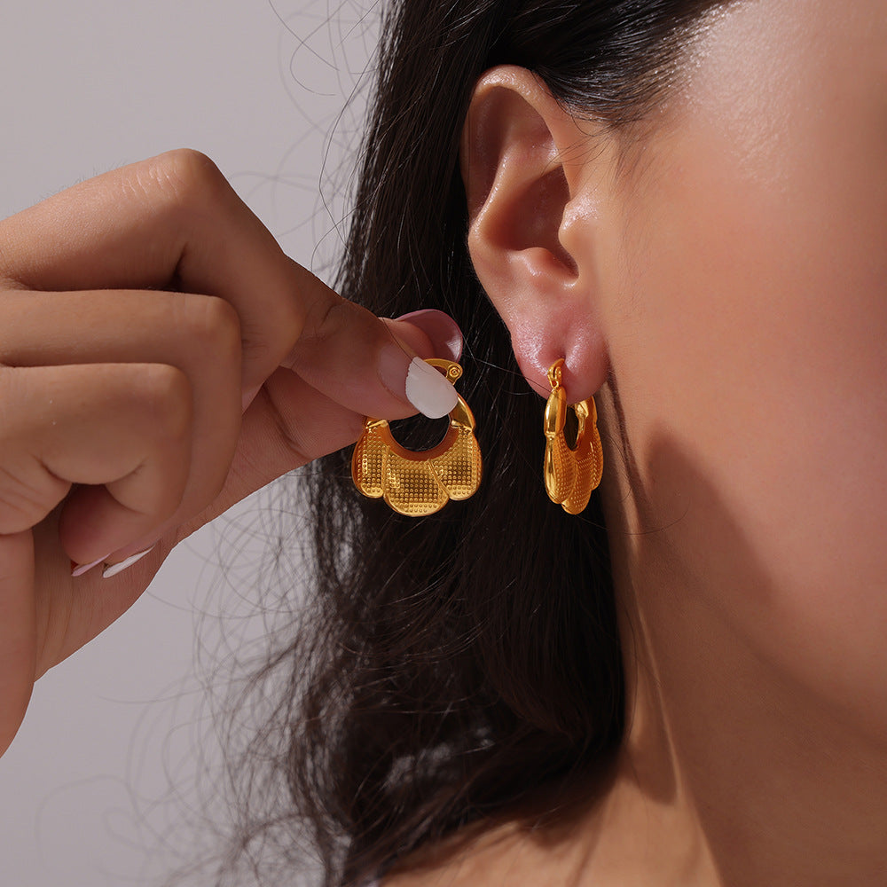 Elegant Hollow Geometric Design Gold-Plated Earrings by Planderful - Everyday Genie Collection