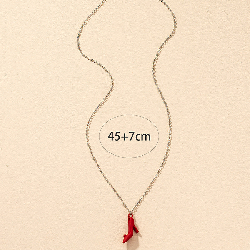 Red High Heel Charm Necklace - Exquisite Design and Elegant Style