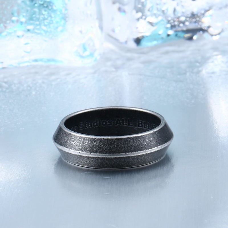 Nordic-Inspired Titanium Steel Triangle Ring for Men - Wholesale Retro Jewelry Collection