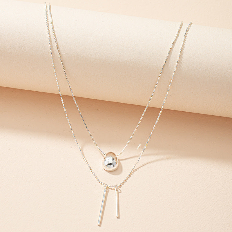 Water Droplet Pendant Necklace with Double Layers - Korean Style Collarbone Chain for Women