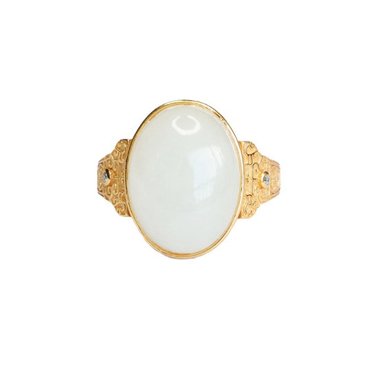 Icy White Jade Sterling Silver Ring from Planderful Collection