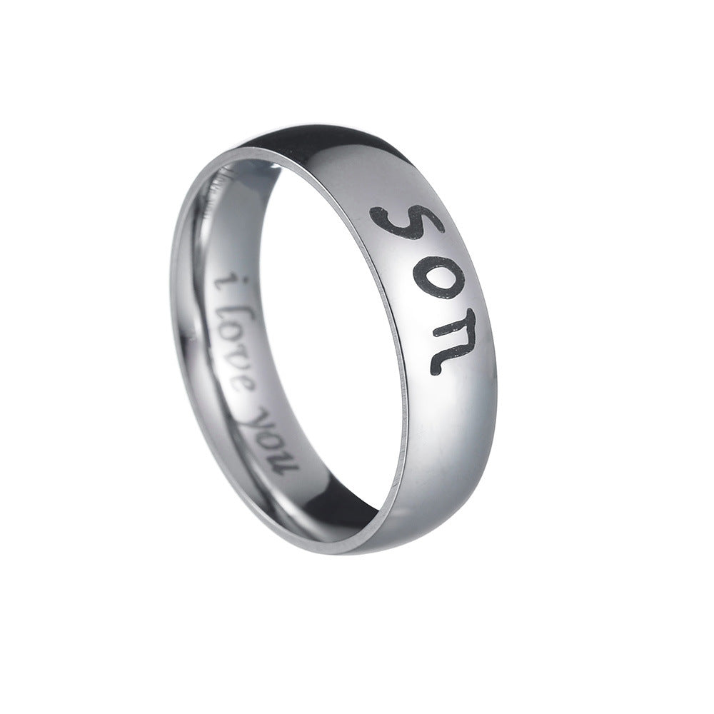 Family Love Steel Ring for Men - Dad Mom I Love You - Size 6-13 - Planderful Collection