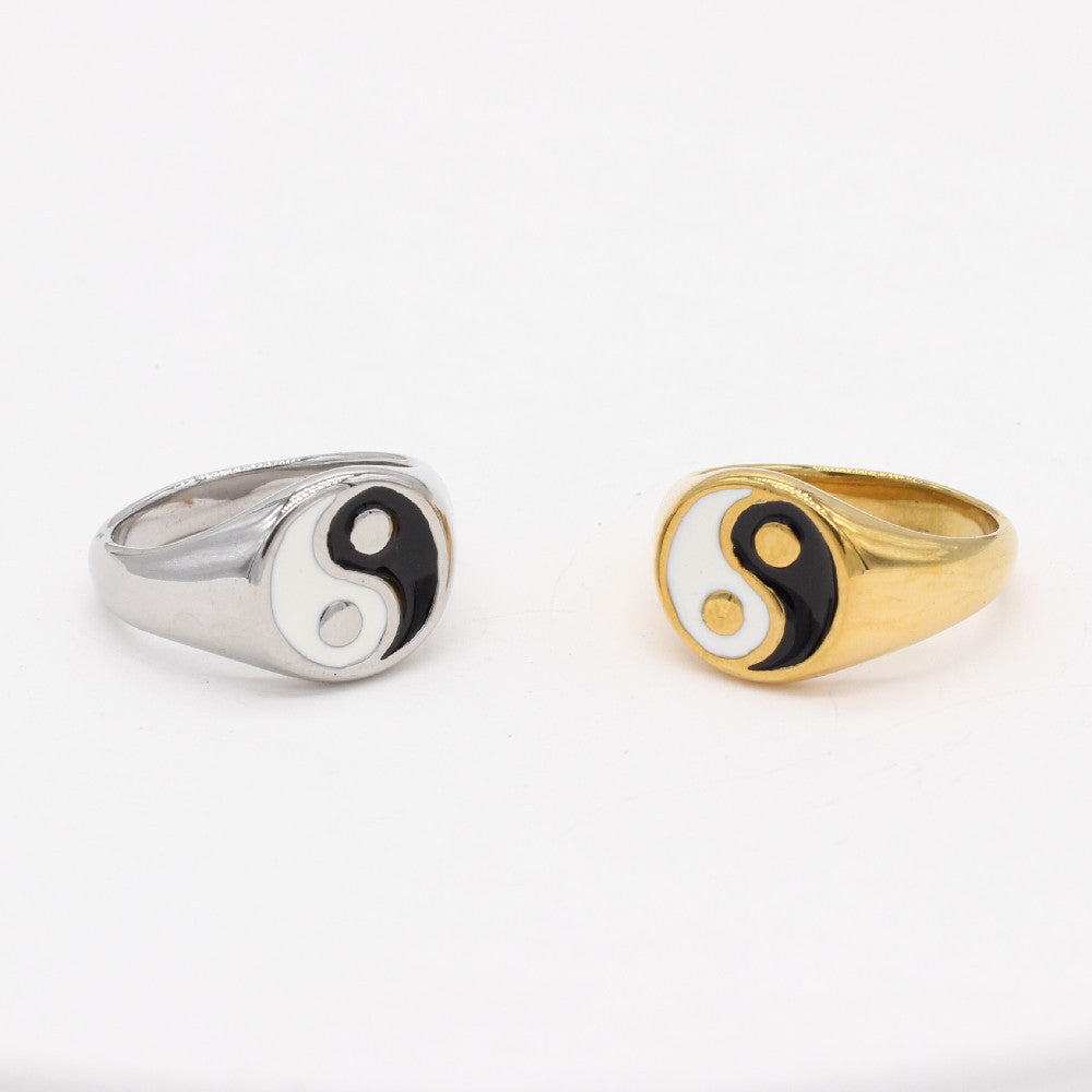 Yin and Yang Titanium Ring for Men and Women