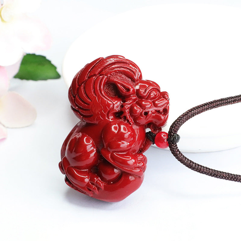 Cinnabar Pendant, Purple Gold Sand, Three-dimensional Flying Pixiu Pendant