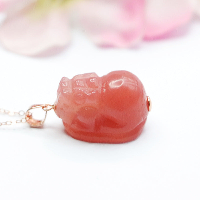 Rose Gold Agate Pixiu Fortune's Favor Necklace