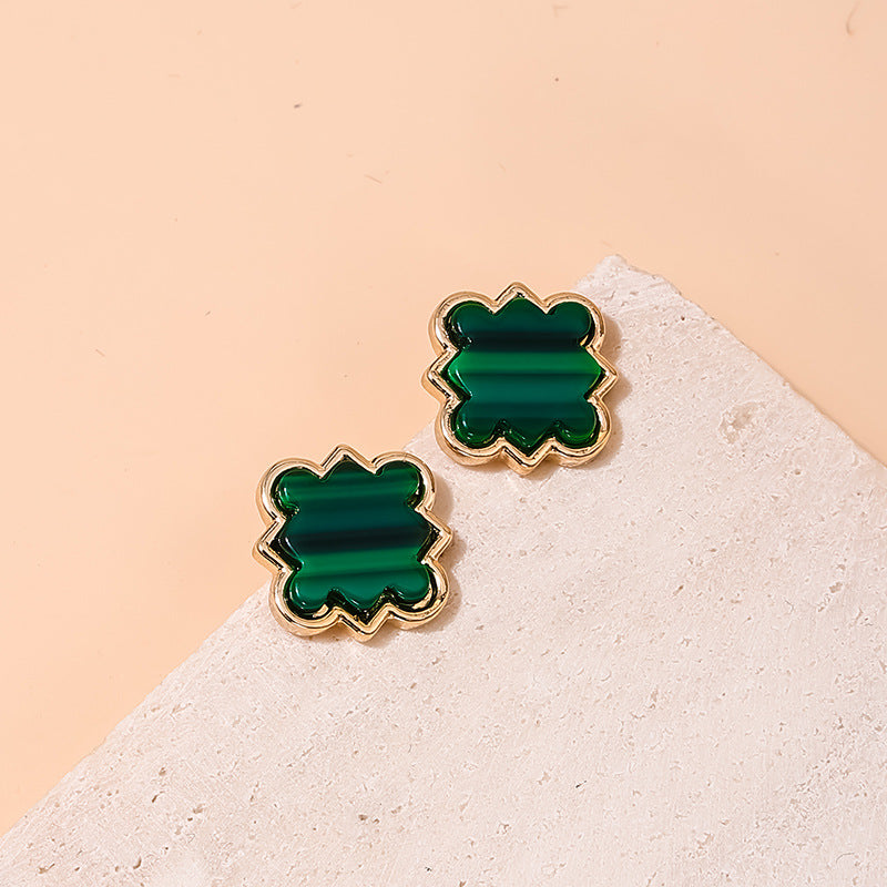 Chic Five Leaf Grass Korean Earrings - Vienna Verve Collection