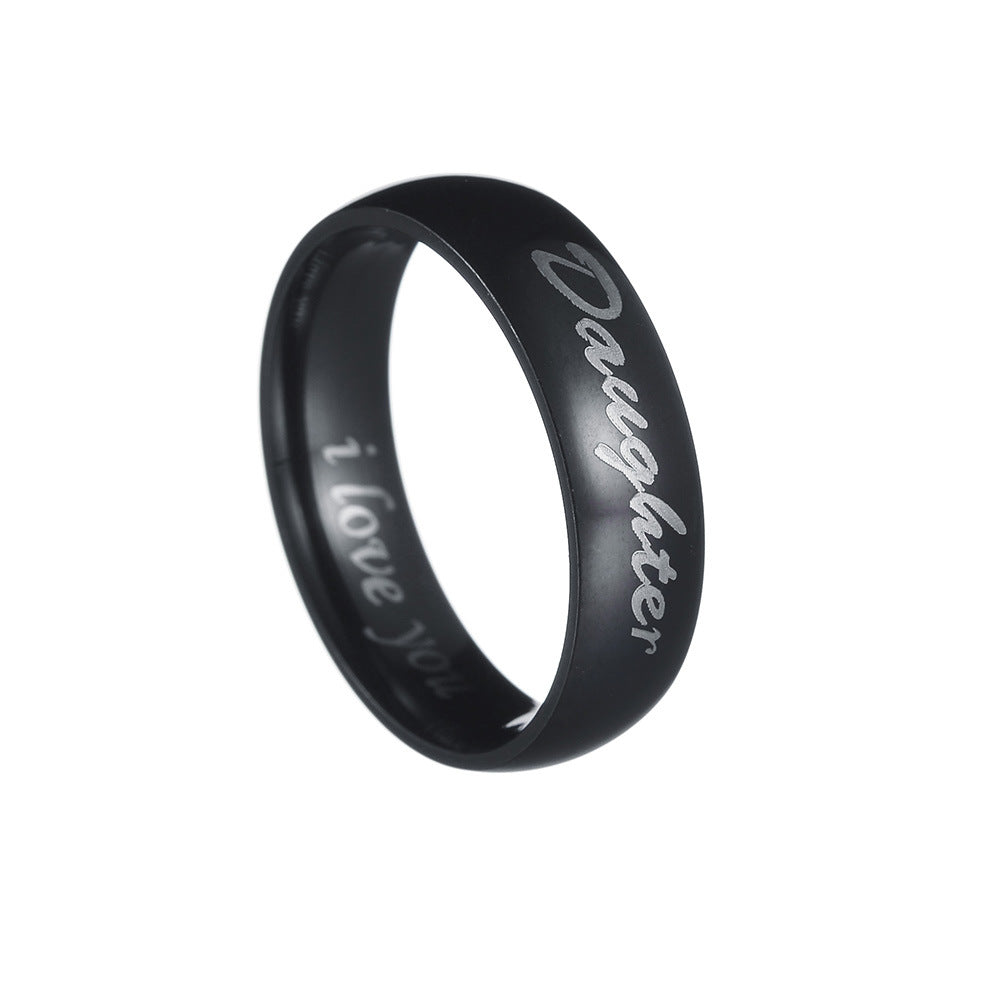 Family Love Steel Ring for Men - Dad Mom I Love You - Size 6-13 - Planderful Collection
