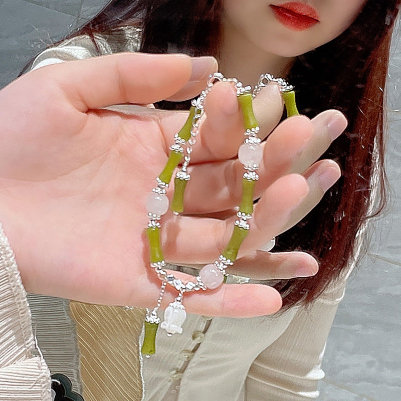 Lucky Fortune Rock Crystal Bracelet with Strawberry and Pink Crystal Charms.