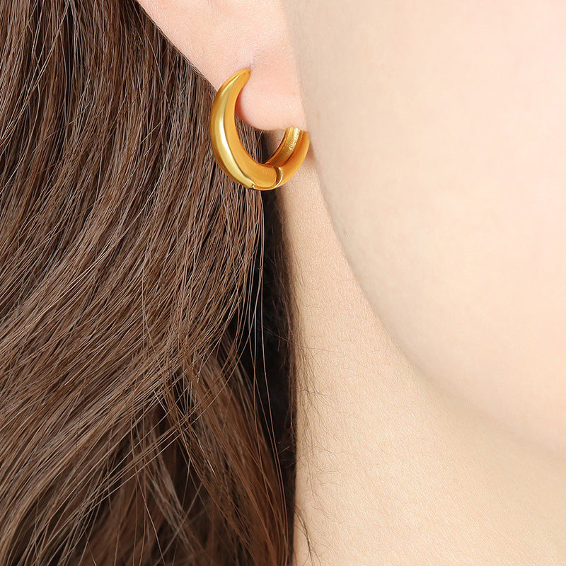 18K Gold Plated Circular Geometric Earrings with Versatile Buckle