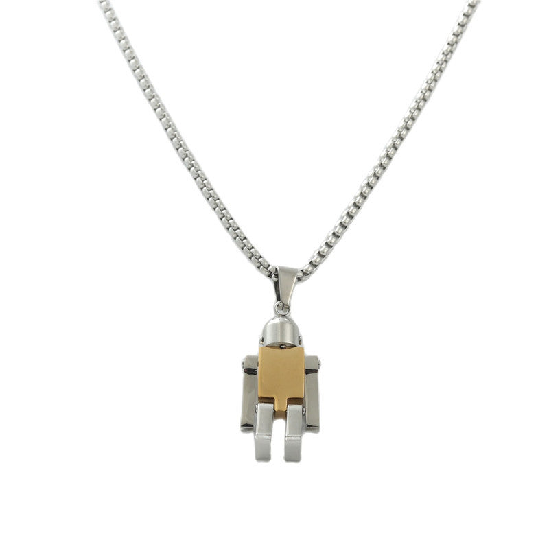 Trendy Personalized Titanium Steel Robot Pendant Necklace for Men