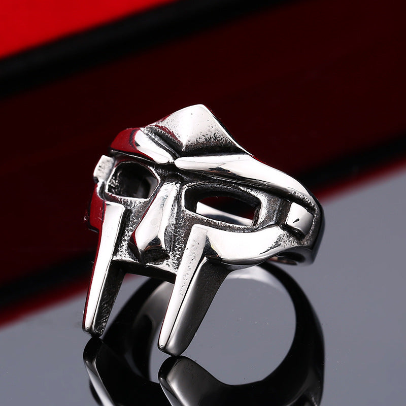 Vintage Titanium Steel Men's Mask Ring - Stylish European and American Jewelry