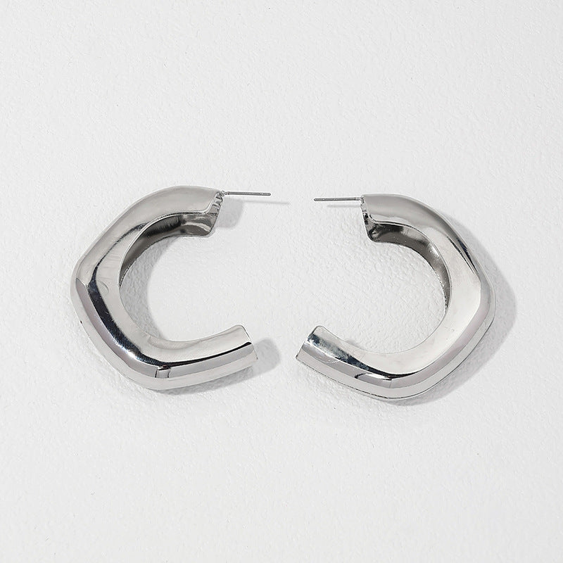 European Influenced Metal C-Curve Earrings - Vienna Verve Collection