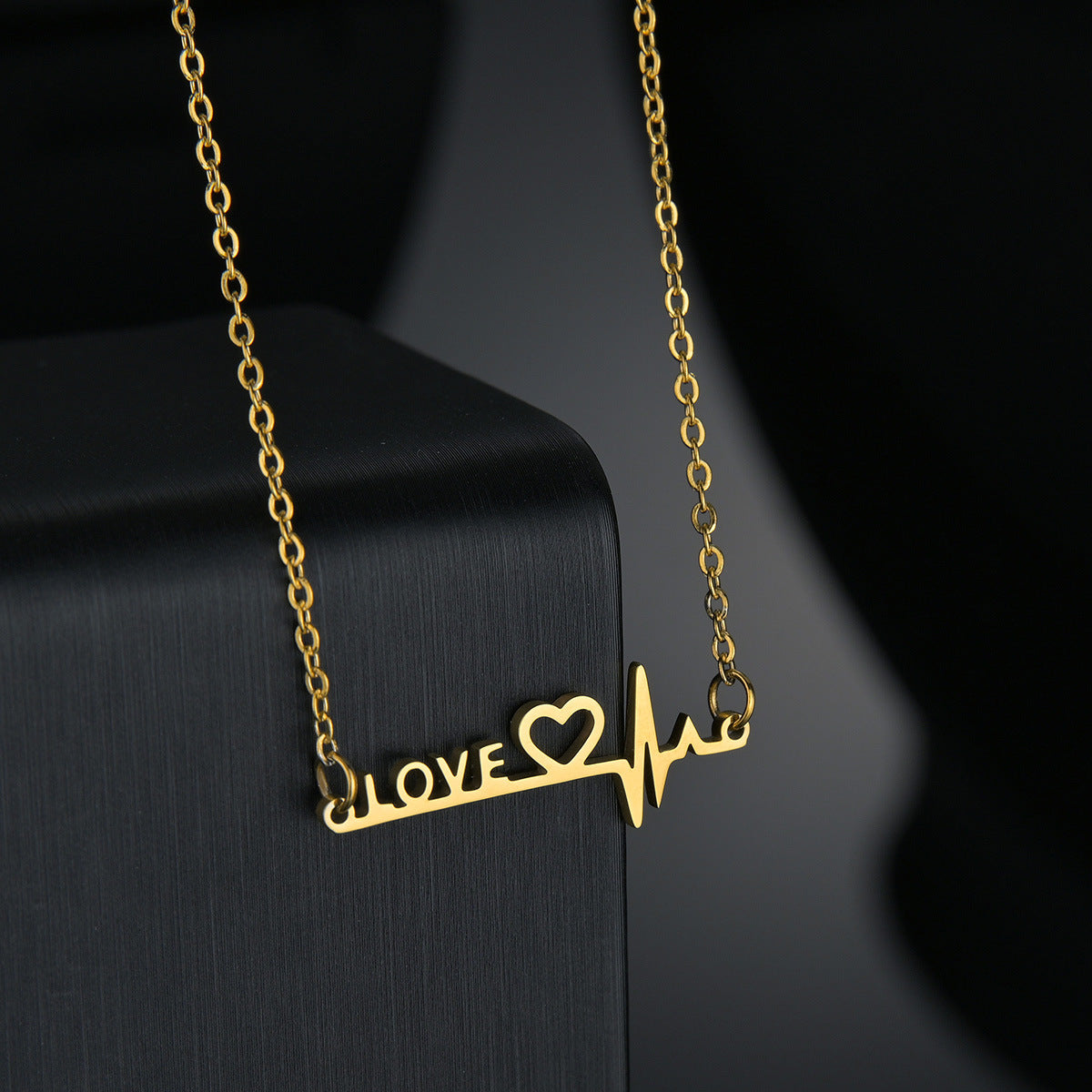 Heartbeat Love Electrocardiogram Pendant Necklace - Trendy Women's Titanium Steel Jewelry