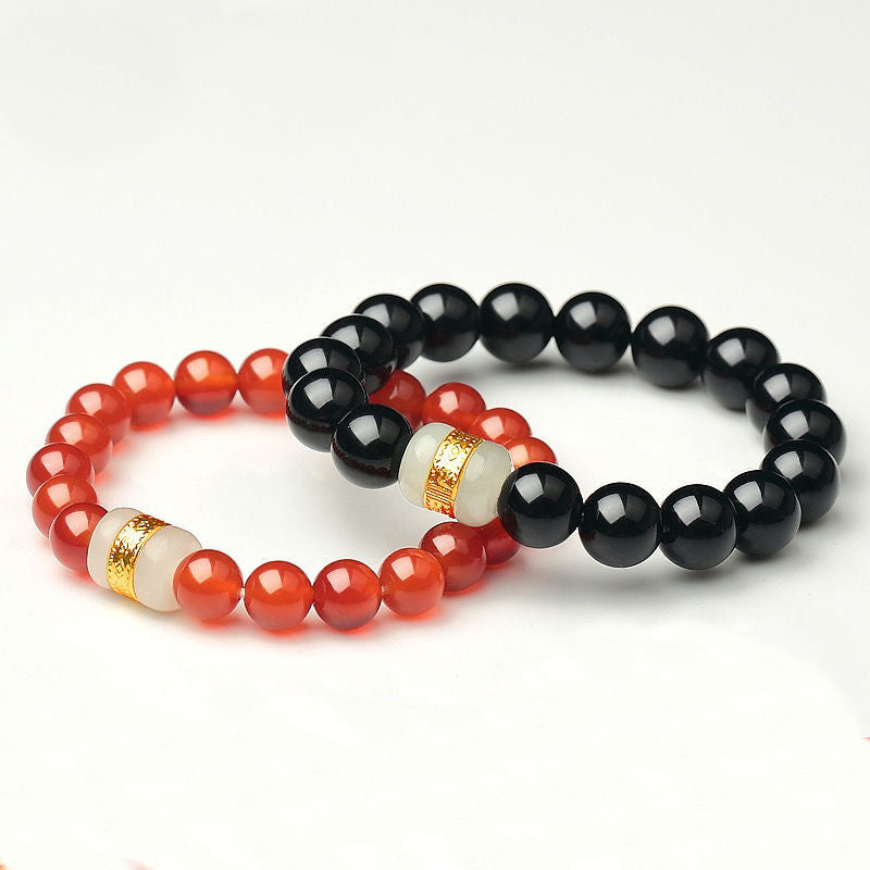 Jade Lulutong Agate and Hetian Jade Chalcedony Bracelet