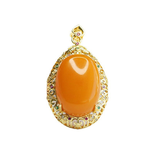 Golden Honey Wax Amber Pendant Necklace from Planderful Fortune's Favor Collection