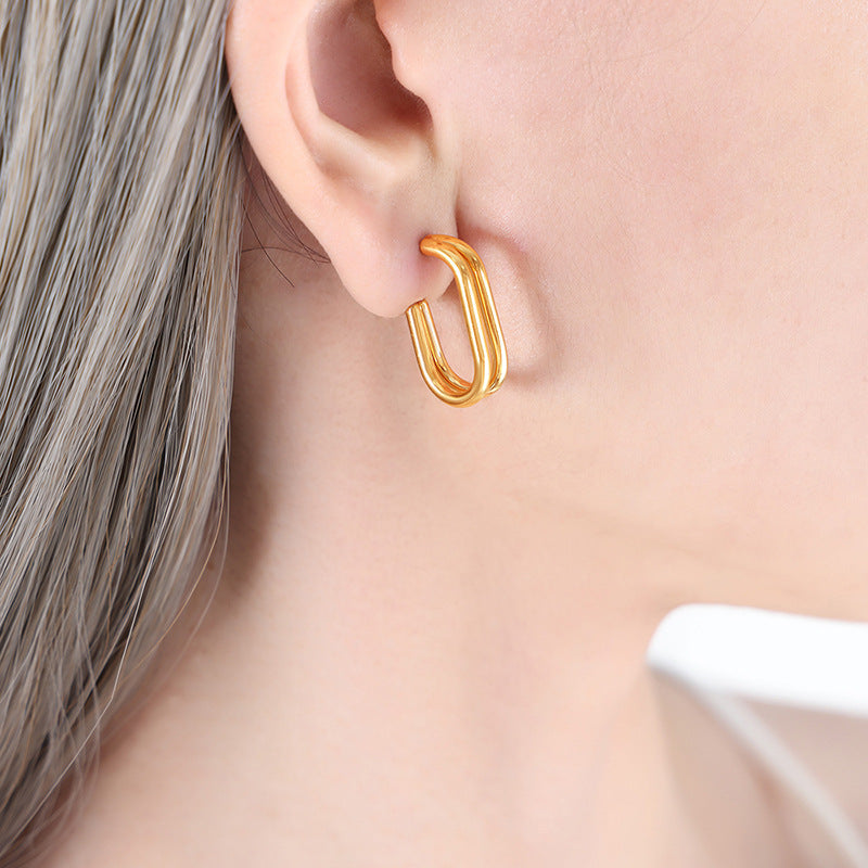 Geometric Frame Earrings with Korean Minimalist Vibe