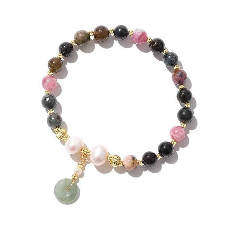 Elegant Sterling Silver Tourmaline and Freshwater Pearl Bracelet