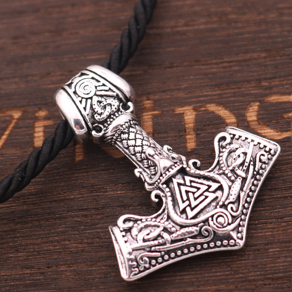 Viking Odin Thunder God Hammer Pendant Necklace - Premium Norse Legacy Collection