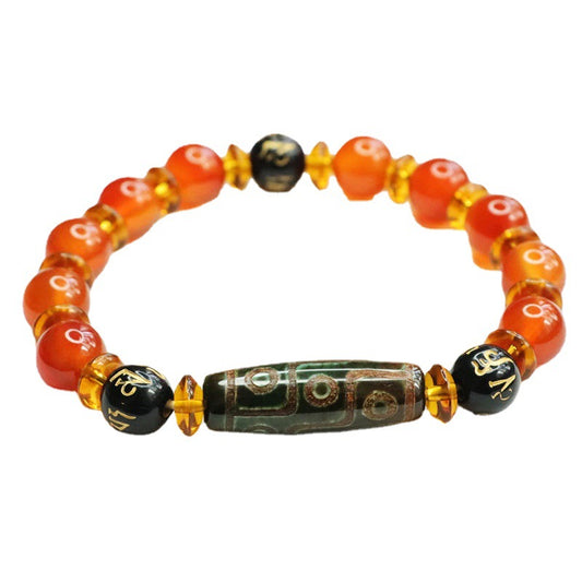 Nine Eyed Heavenly Bead Agate Mantra Bracelet