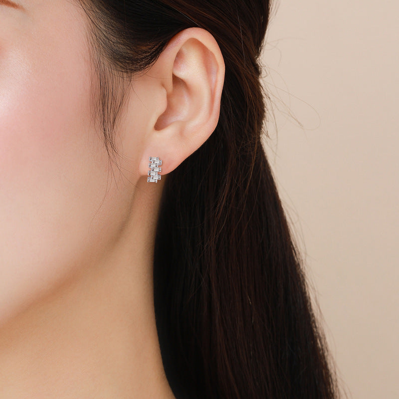 Classic Zircon Stud Earrings in S925 Sterling Silver