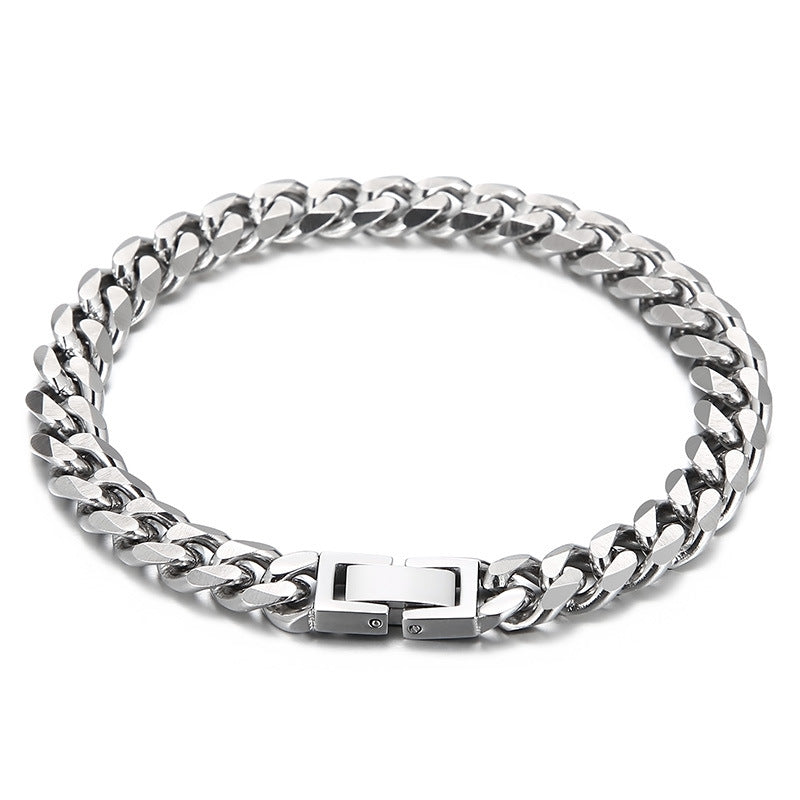 Unisex Retro Stainless Steel Cuban Chain Bracelet for Hip-Hop Style