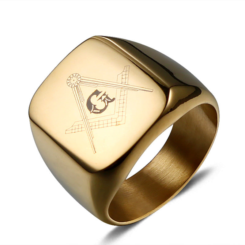 Stylish Retro Men's Titanium Steel Freemasonry Ring - Personalized Fashion Jewelry