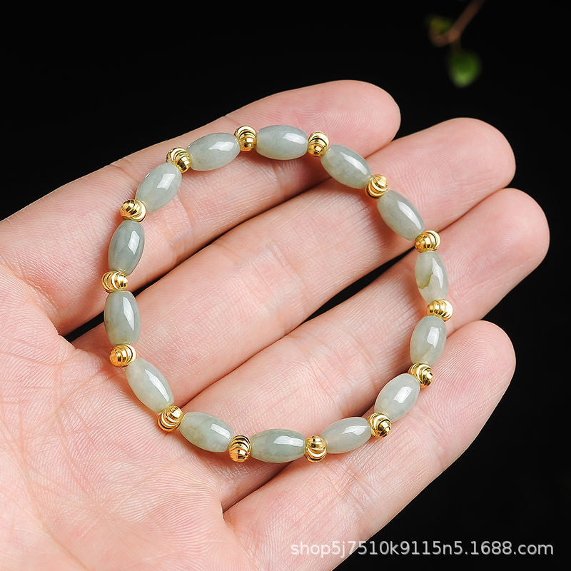 Jade Rice-Shaped Hand Chain Bracelet