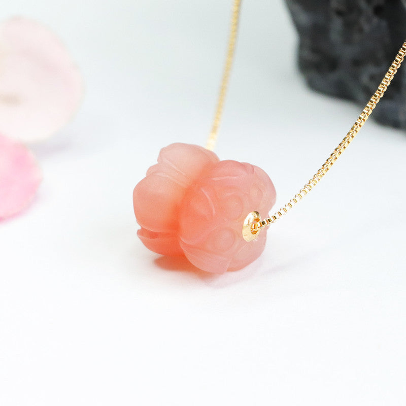 Golden Lotus Agate Pendant Necklace from the Fortune's Favor Collection