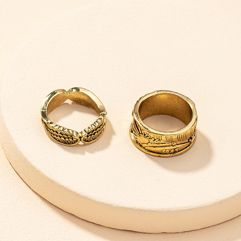 Vintage Wing Texture Ring Set - Vienna Verve Collection