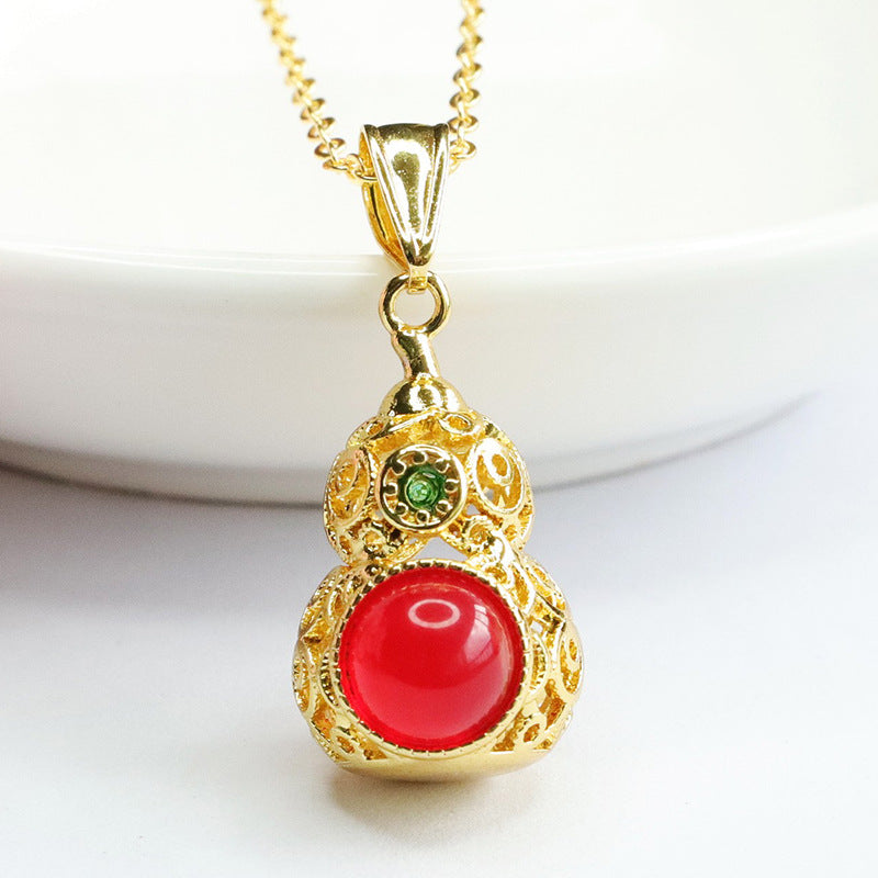 Red Agate Hollow Gourd Pendant