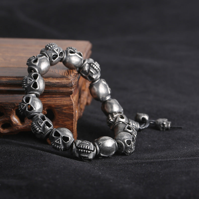 Gothic Skull Titanium Steel Bracelet for Men - Exaggerated Elastic Rope Design