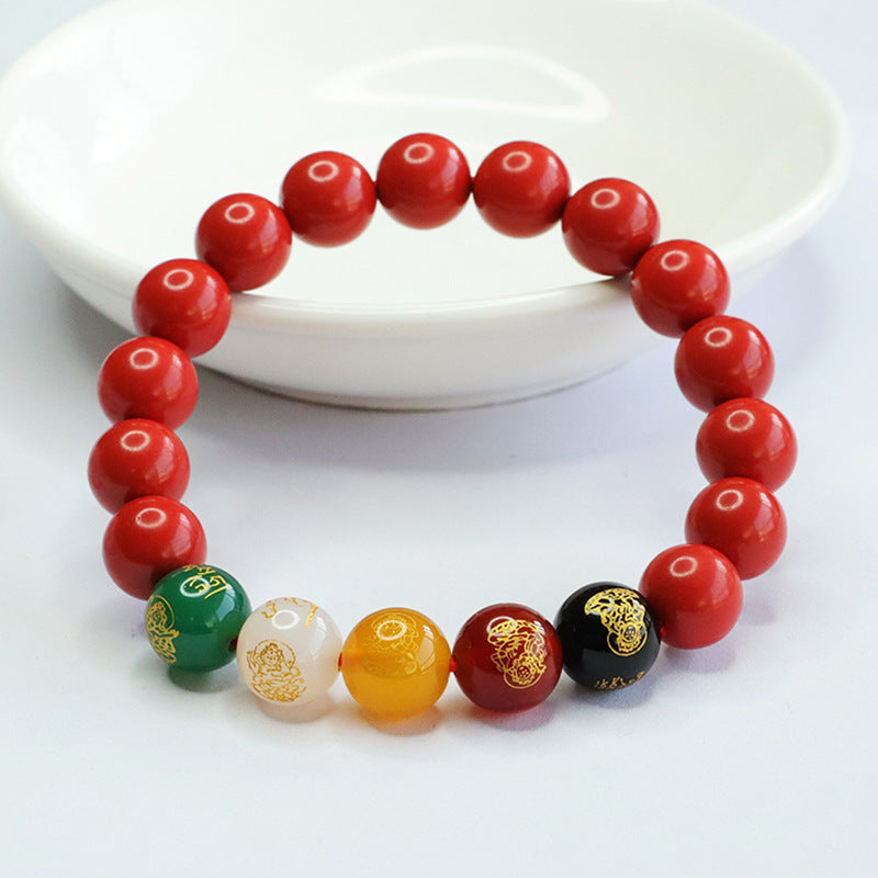 Red Sand and Agate God of Wealth Bracelet