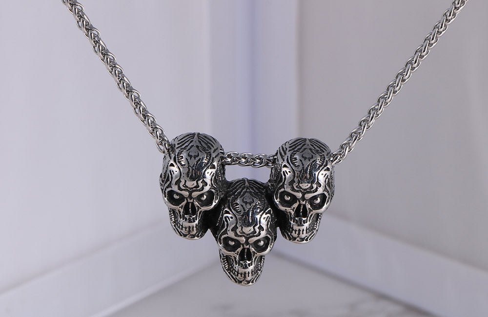 Customized Hip-Hop Skull Pendant Necklace for Men - Retro Dark Devil Jewelry