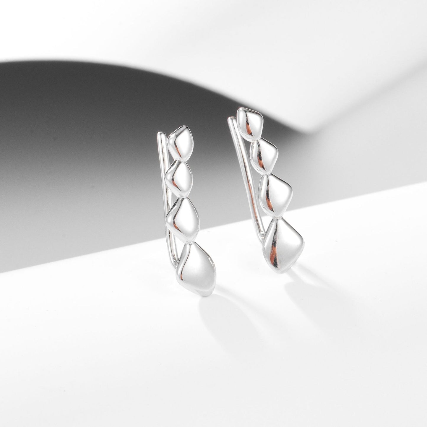 Pea Pod Silver Hook Earrings