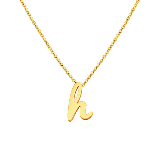 Luxe 18k Gold-Plated H Letter Necklace with Titanium Steel Chain