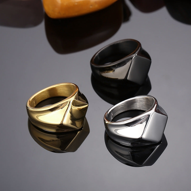 Trendy Prismatic Titanium Steel Ring for Men - European and American Hip-Hop Inspired Fashion Accessory