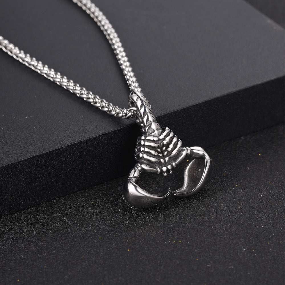 Retro Scorpion Pendant Necklace in Titanium Steel for Men - Rock Style Jewelry