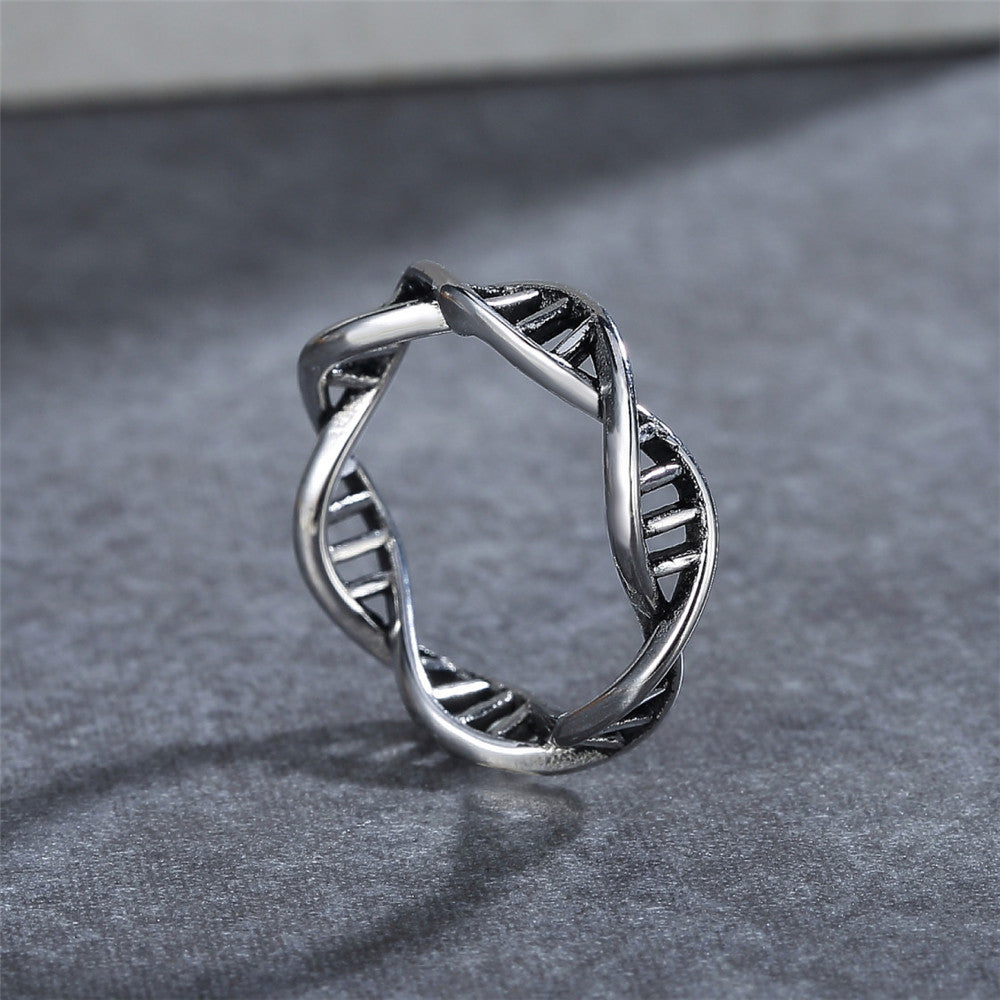 Everyday Genie Titanium Steel DNA Double Helix Ladies Ring - Size 6-13