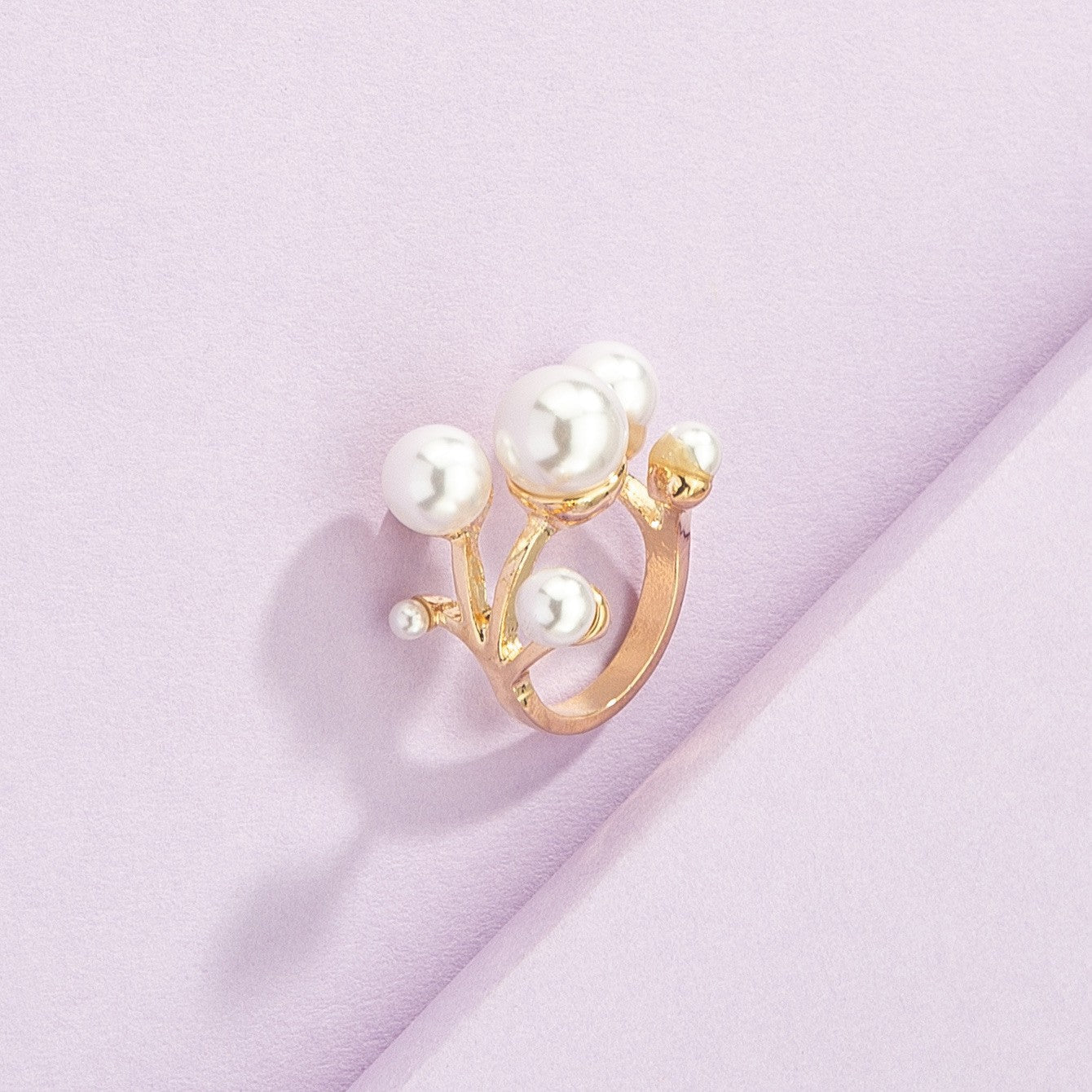 Extravagant Pearl Ring with Irregular Hollow Design - Vienna Verve Collection