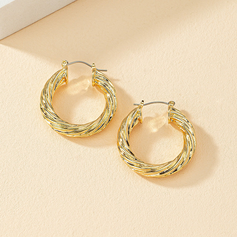 Metallic Twist Wound Earrings with a Touch of European Flair and Versatile Style