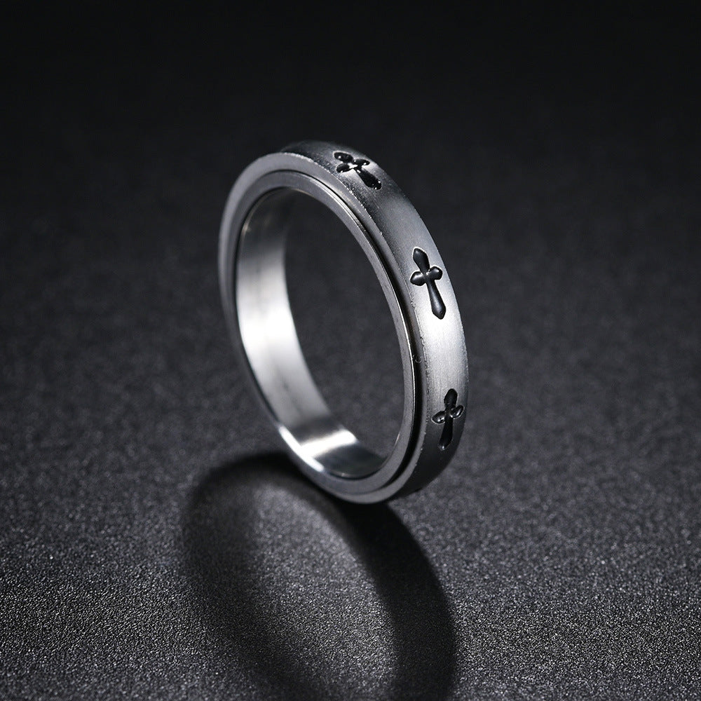 Rotatable Stress Relief Ring in Titanium Steel - Stylish 4MM Wide European American Design for Men