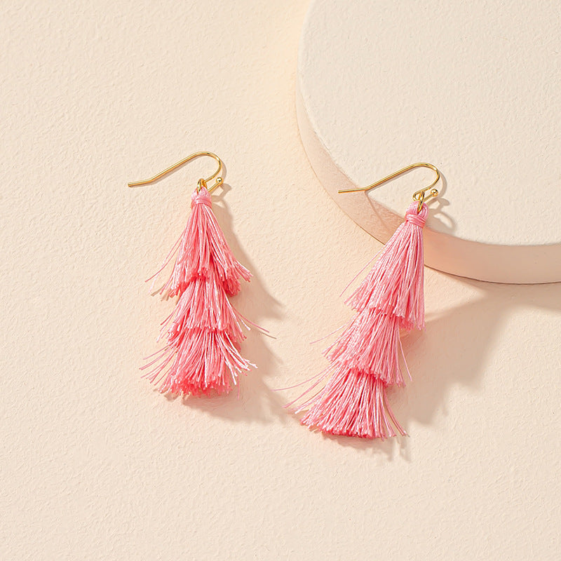 European and American Layered Tassel Earrings - Vienna Verve Collection