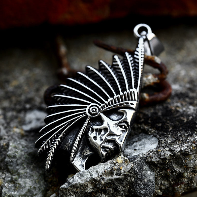 Wholesale Retro Punk Titanium Steel Indian Pendant for Men - Cross-Border Jewelry Collection