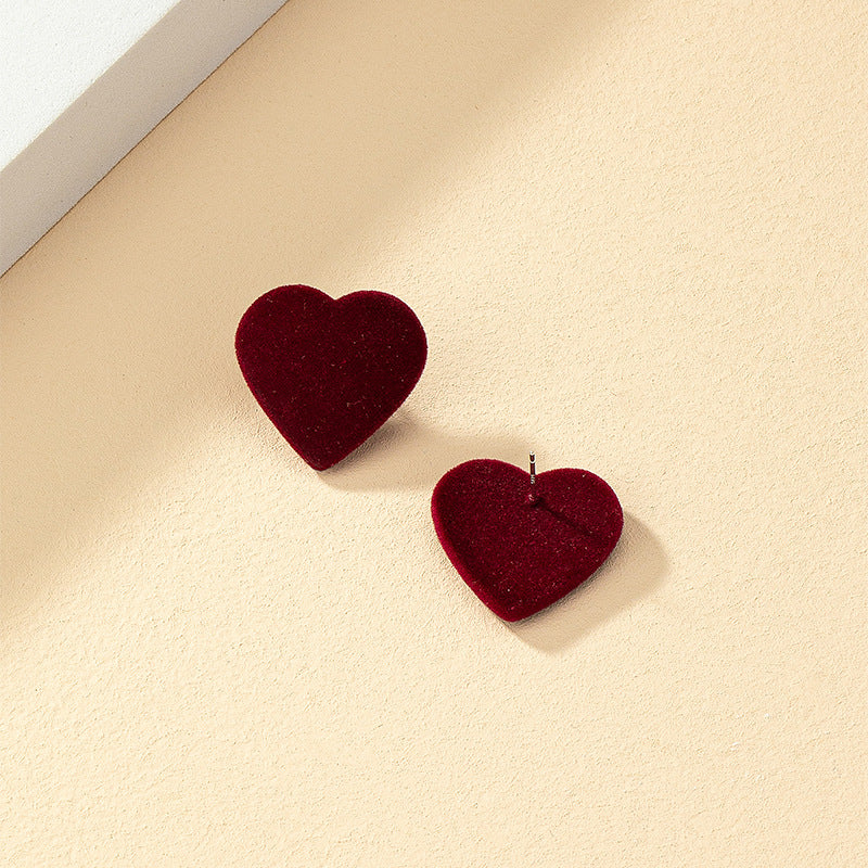 Burgundy Flocking Love Stud Earrings - Vienna Verve Collection