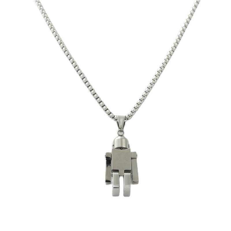 Trendy Personalized Titanium Steel Robot Pendant Necklace for Men