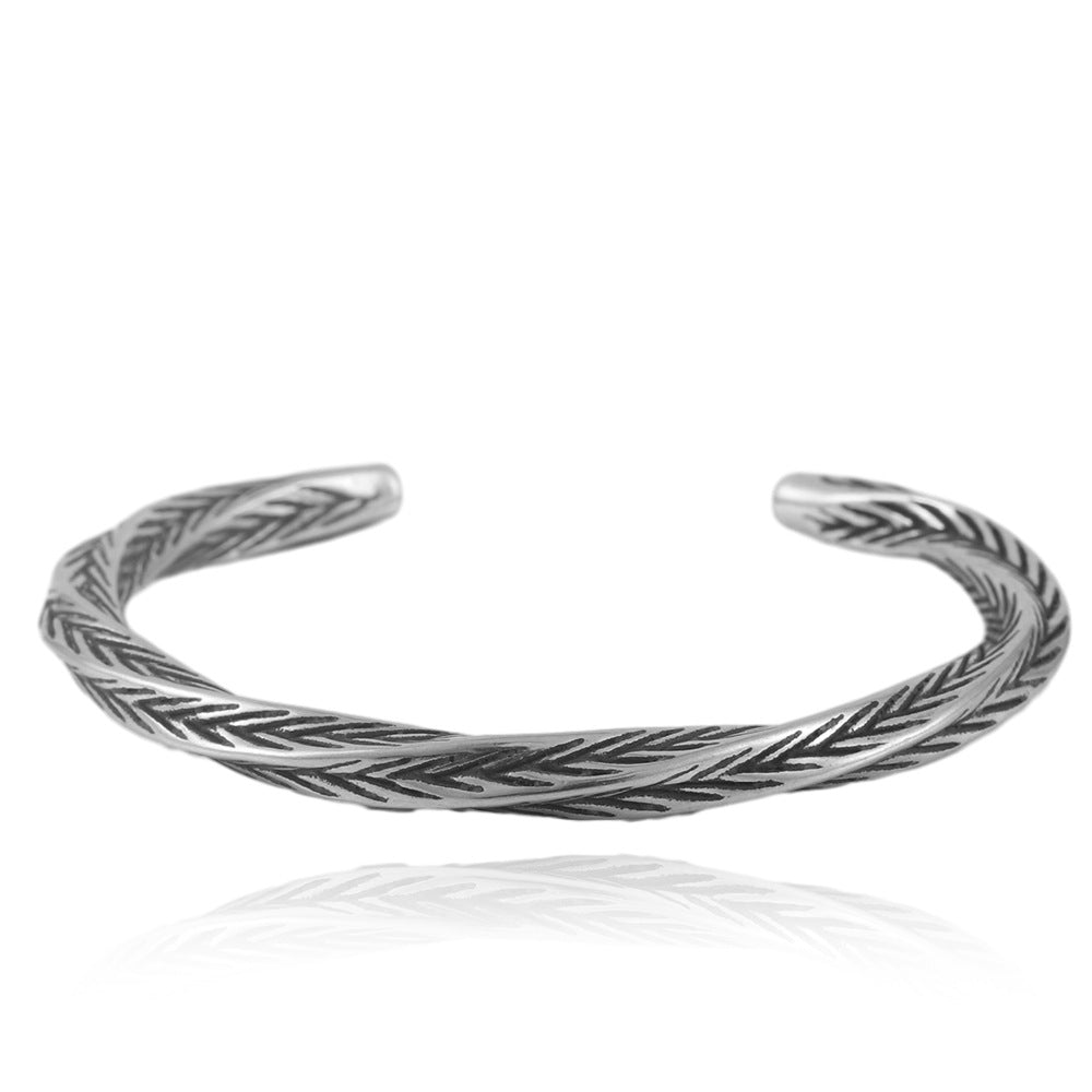 Men's Titanium Steel Vine Pattern Opening Bracelet - Modern Fashion Statement