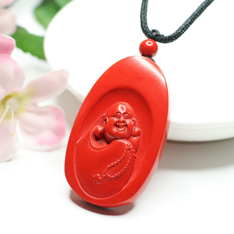 Cinnabar Maitreya Buddha Pendant Red Sand Pendant