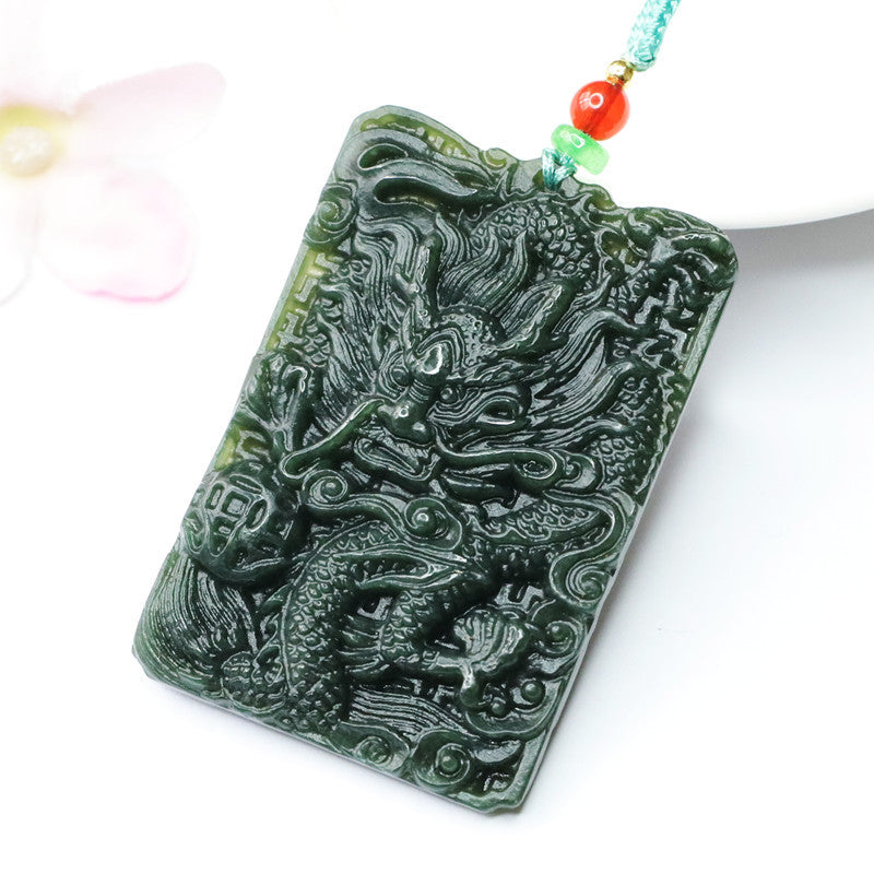 Hetian Jade Phoenix Carving Sterling Silver Necklace