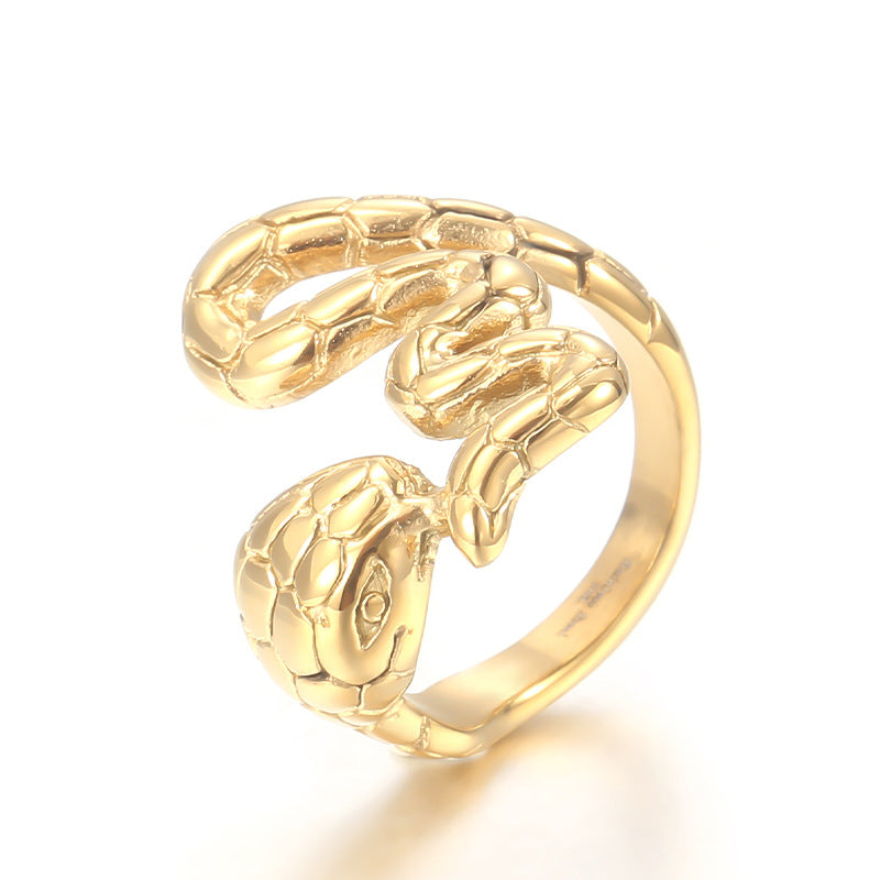 Punk-Inspired Irregular Snake Ring - Korean Retro Stainless Steel for Men