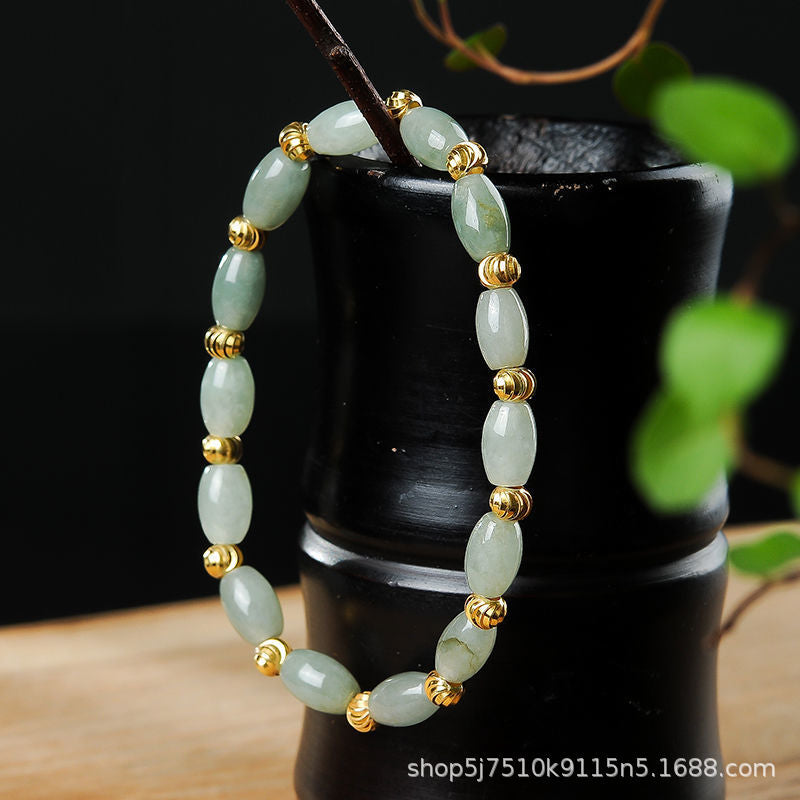 Jade Rice-Shaped Hand Chain Bracelet